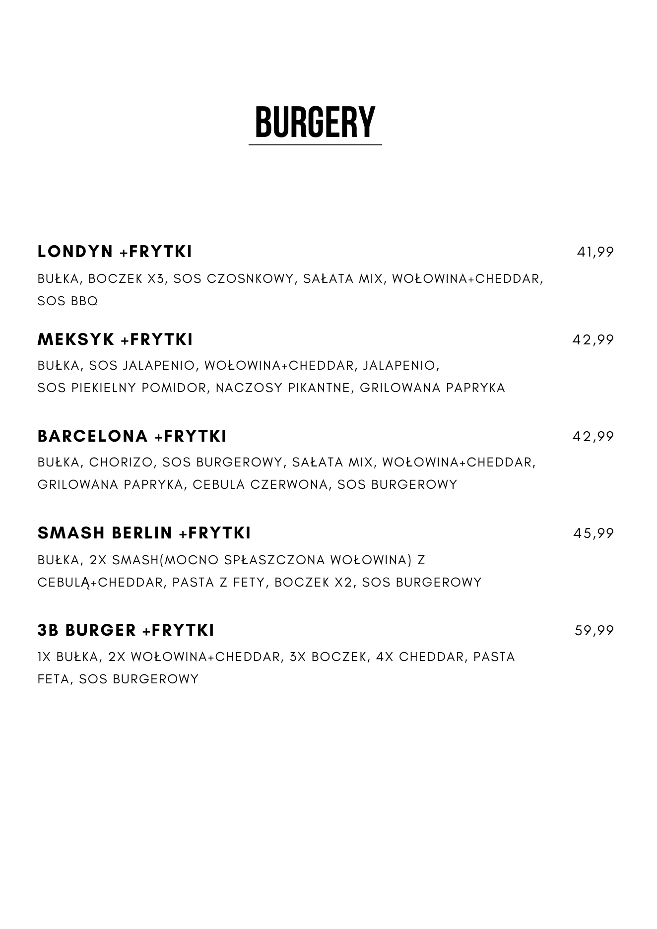 Menu BestBeefBurgers — strona 2